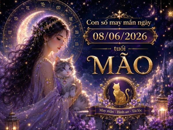 Con số may mắn hôm nay 08/06/2026 thứ 2 tuổi Mão
