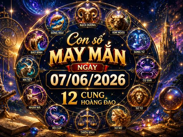 Con số may mắn hôm nay 07/06/2026 chủ nhật của 12 cung hoàng đạo